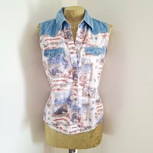 Bits & Bridle Ladies western denim vest cotton medium Cowgirl equestrian horse